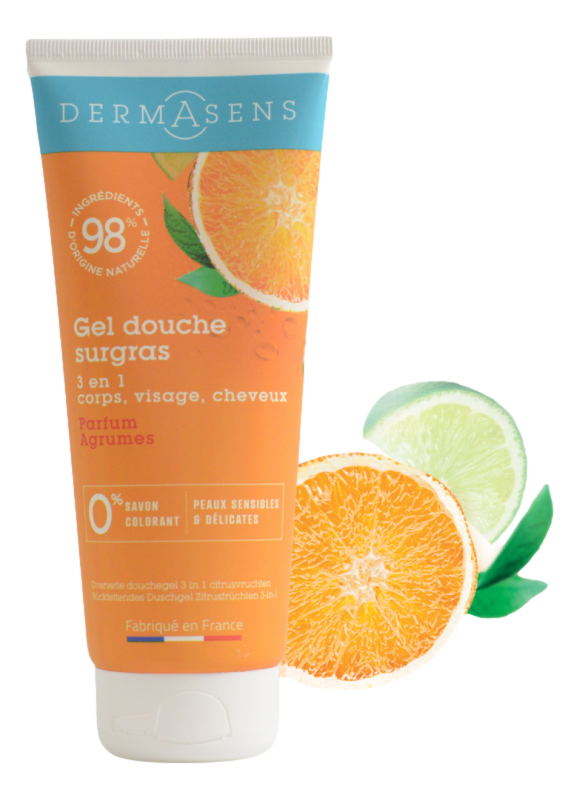 DERMASENS GEL DOUCHE SURGRAS 3 EN 1 AGRUMES  corps & cheveux